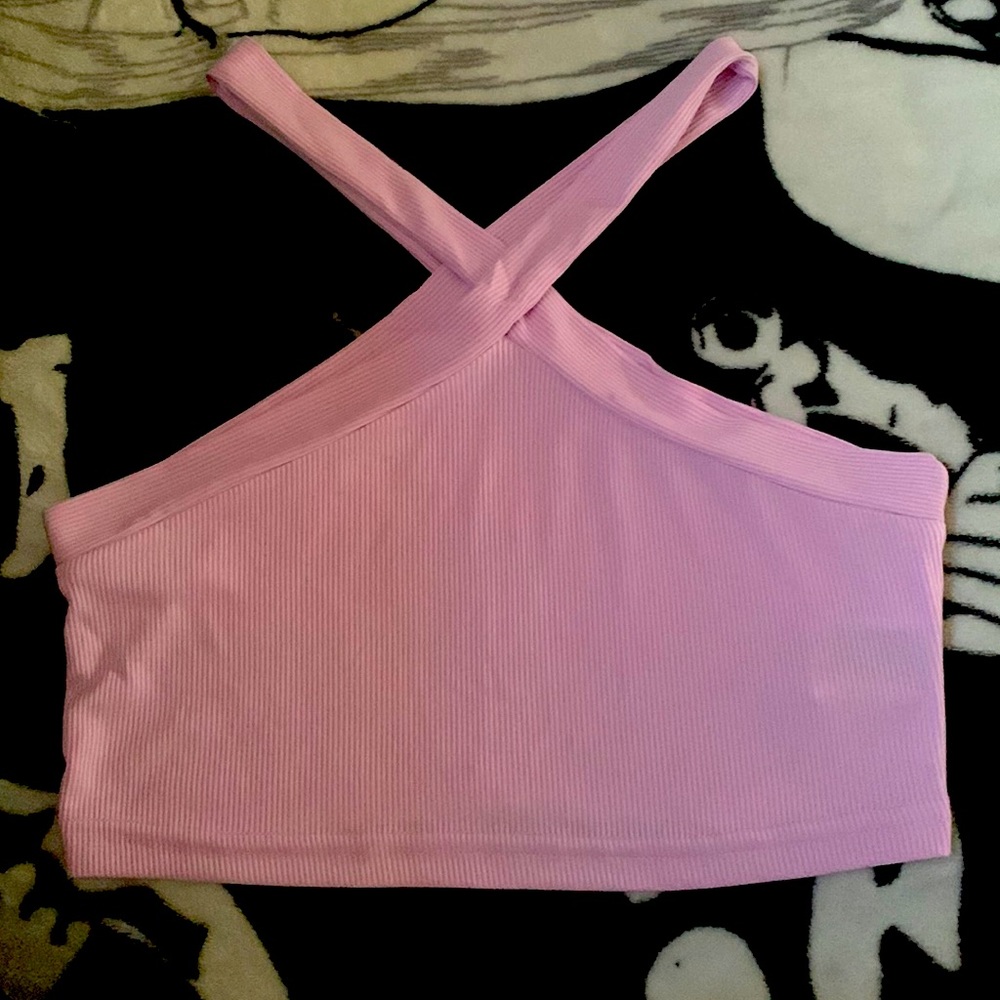 Lavender cross-neck top